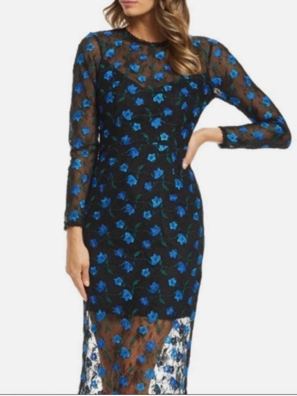 dress the population blue lace dress Blue Lace Dress The Population Marie Lace Midi Dress Blue Melina Lace Maxi  By Dress The
